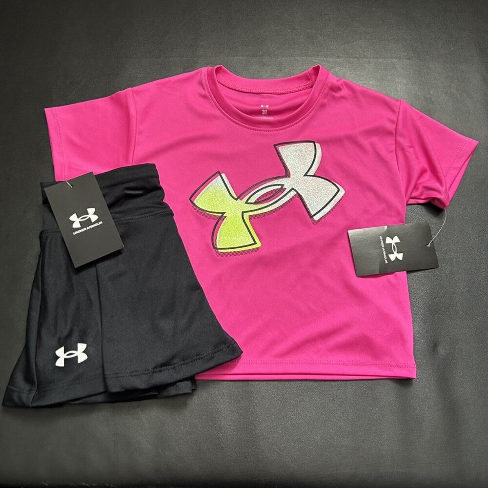 NWT Under Armour Glitter Athletic Skort Set Girls Size 3T